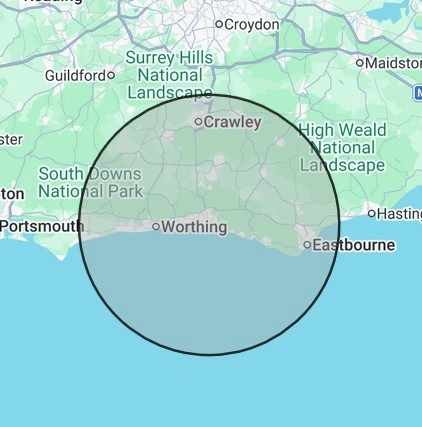 Electrical coverage map for Sussex Coast, centred on Brighton