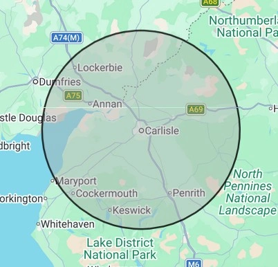 Electrical coverage map for North Cumbria, centred on Carlisle