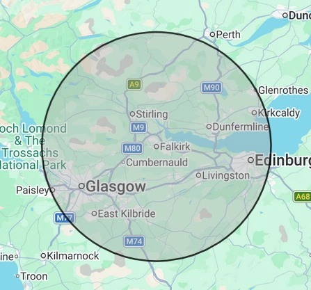 Electrical coverage map for Central Scotland, centred on Falkirk