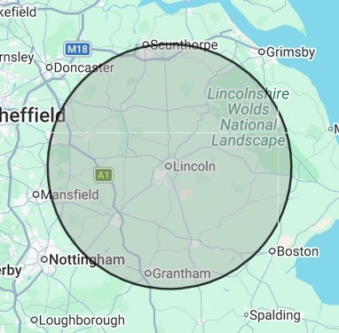 Electrical coverage map for Lincolnshire, centred on Lincoln