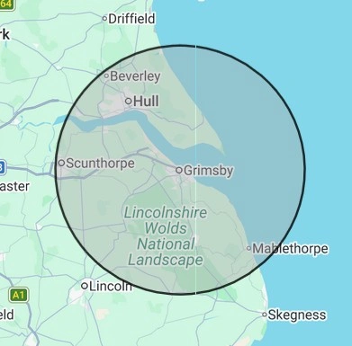Heating coverage map for East Lincolnshire, centred on Grimsby